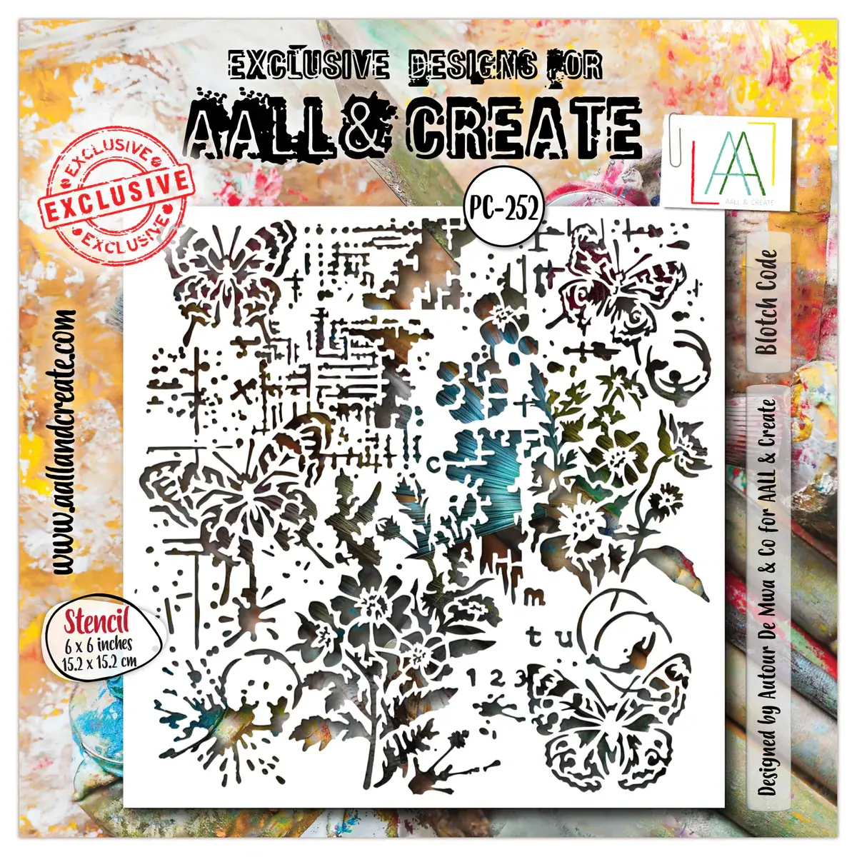 AALL & CREATE AALL & CREATE AUTOUR DE MWA #252 BLOTCH CODE 6X6 STENCIL