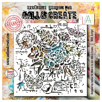 AALL & CREATE AALL & CREATE AUTOUR DE MWA #255 WILT SCRIPT 6X6 STENCIL