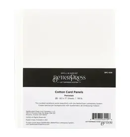 SPELLBINDERS SPELLBINDERS BETTERPRESS 8.5X11 118lb PORCELAIN COTTON CARD PANELS 25/PK