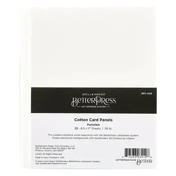 SPELLBINDERS SPELLBINDERS BETTERPRESS 8.5X11 118lb PORCELAIN COTTON CARD PANELS 25/PK