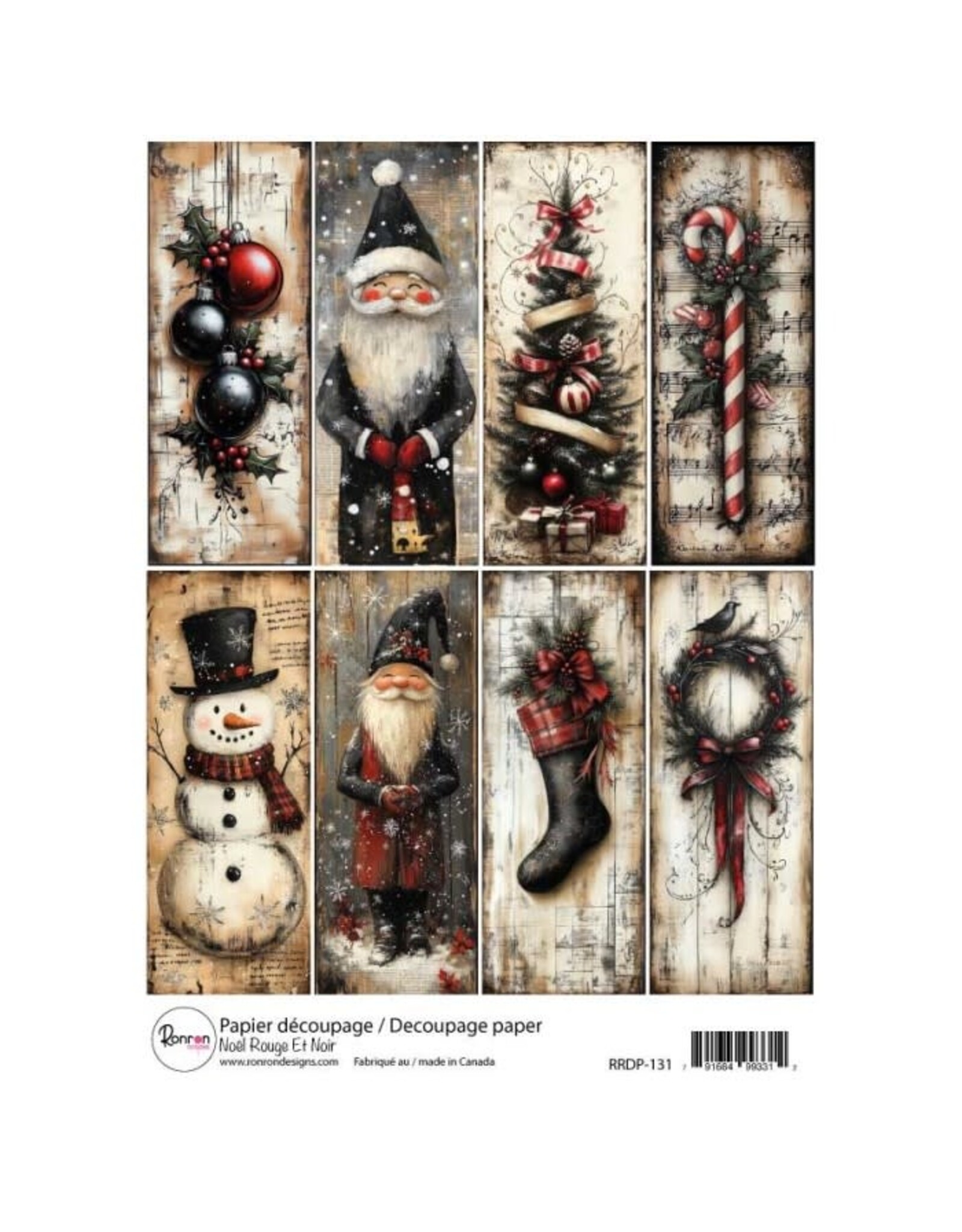 RONRON DESIGNS RONRON DESIGNS NOËL ROUGE ET NOIR RICE PAPER