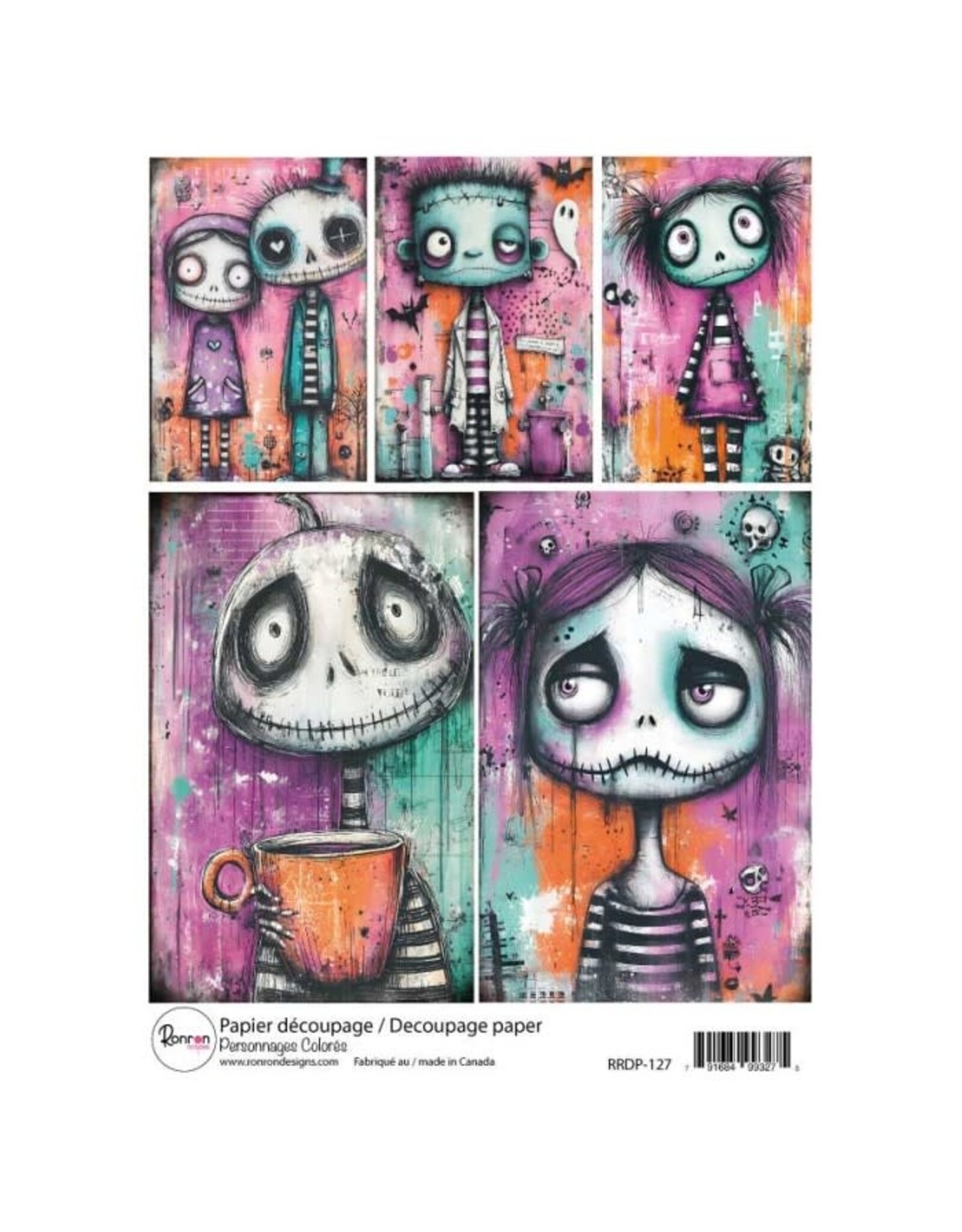 RONRON DESIGNS RONRON DESIGNS PERSONNAGES COLORÉS RICE PAPER