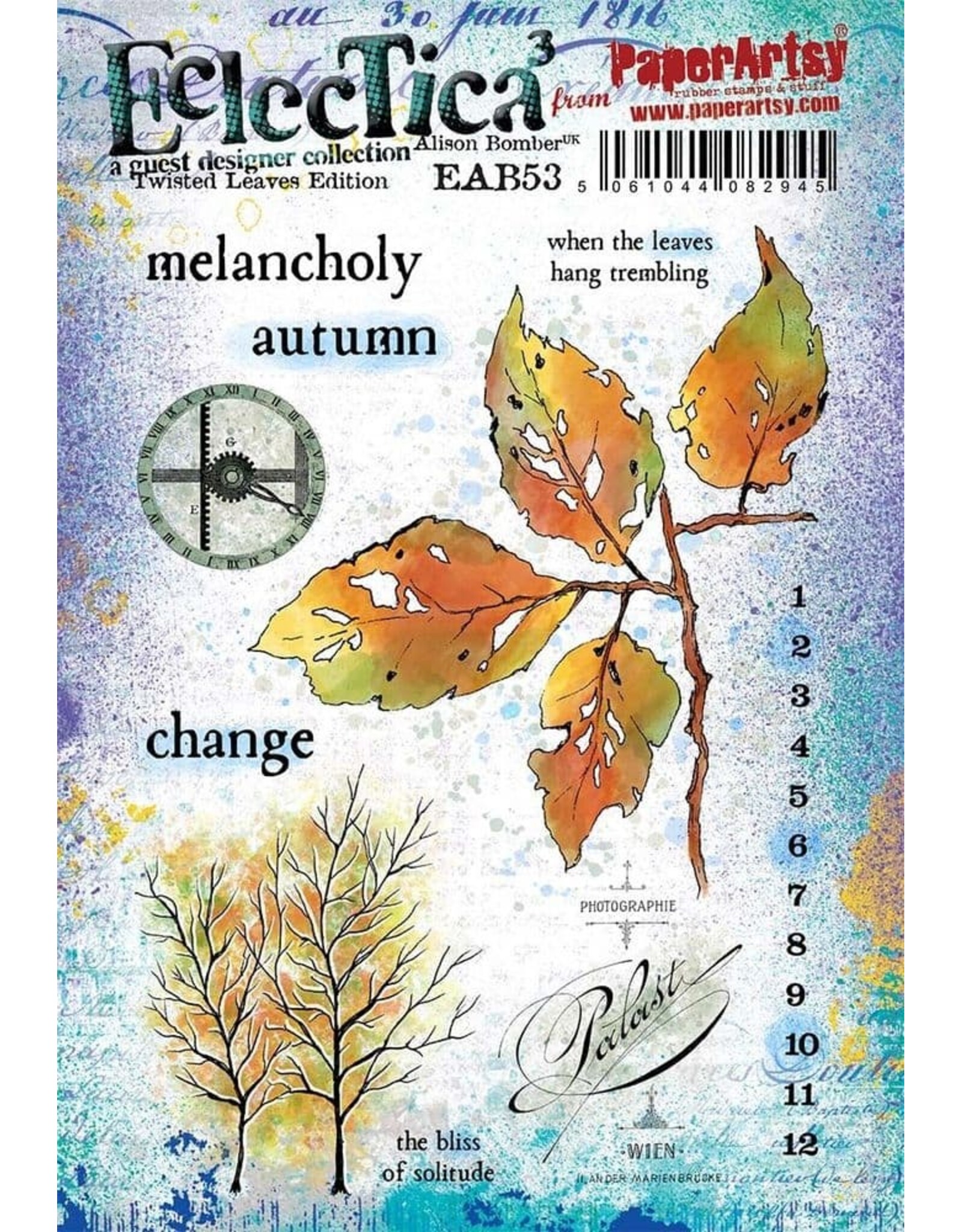 PAPER ARTSY PAPER ARTSY ECLECTICA ALISON BOMBER TWISTED LEAVES EDITION EAB53 CLING STAMP SET