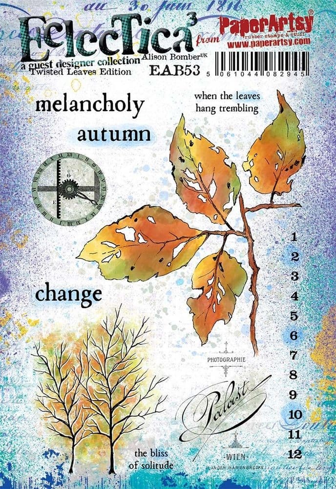 PAPER ARTSY PAPER ARTSY ECLECTICA ALISON BOMBER TWISTED LEAVES EDITION EAB53 CLING STAMP SET