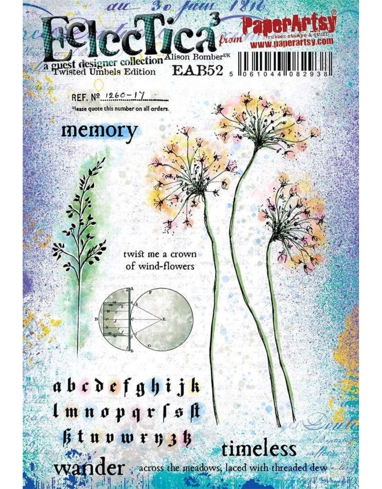 PAPER ARTSY PAPER ARTSY ECLECTICA ALISON BOMBER TWISTED UMBELS EDITION EAB52 CLING STAMP SET