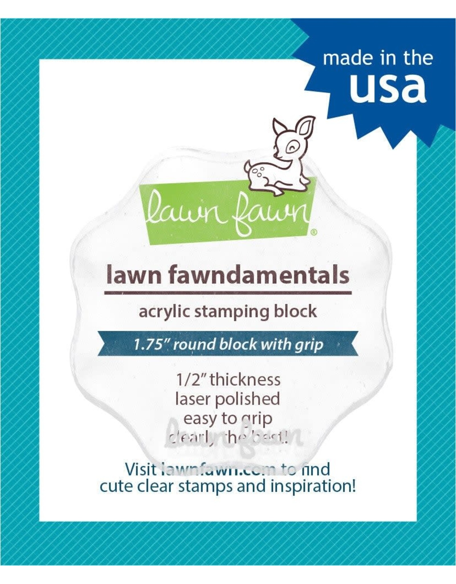 LAWN FAWN LAWN FAWN ACRYLIC BLOCK 1.75" ROUND WITH GRIP