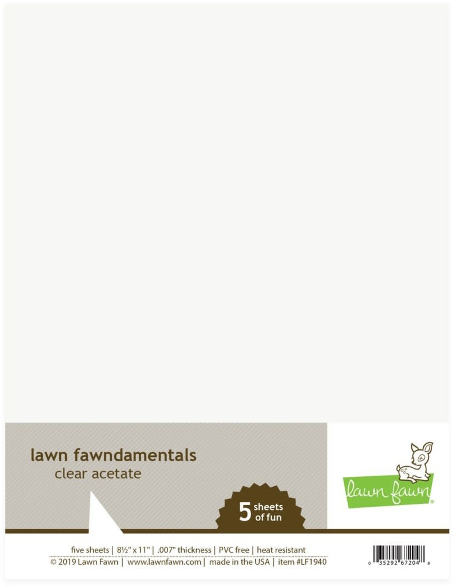 LAWN FAWN LAWN FAWN CLEAR ACETATE 8.5x11 5PK