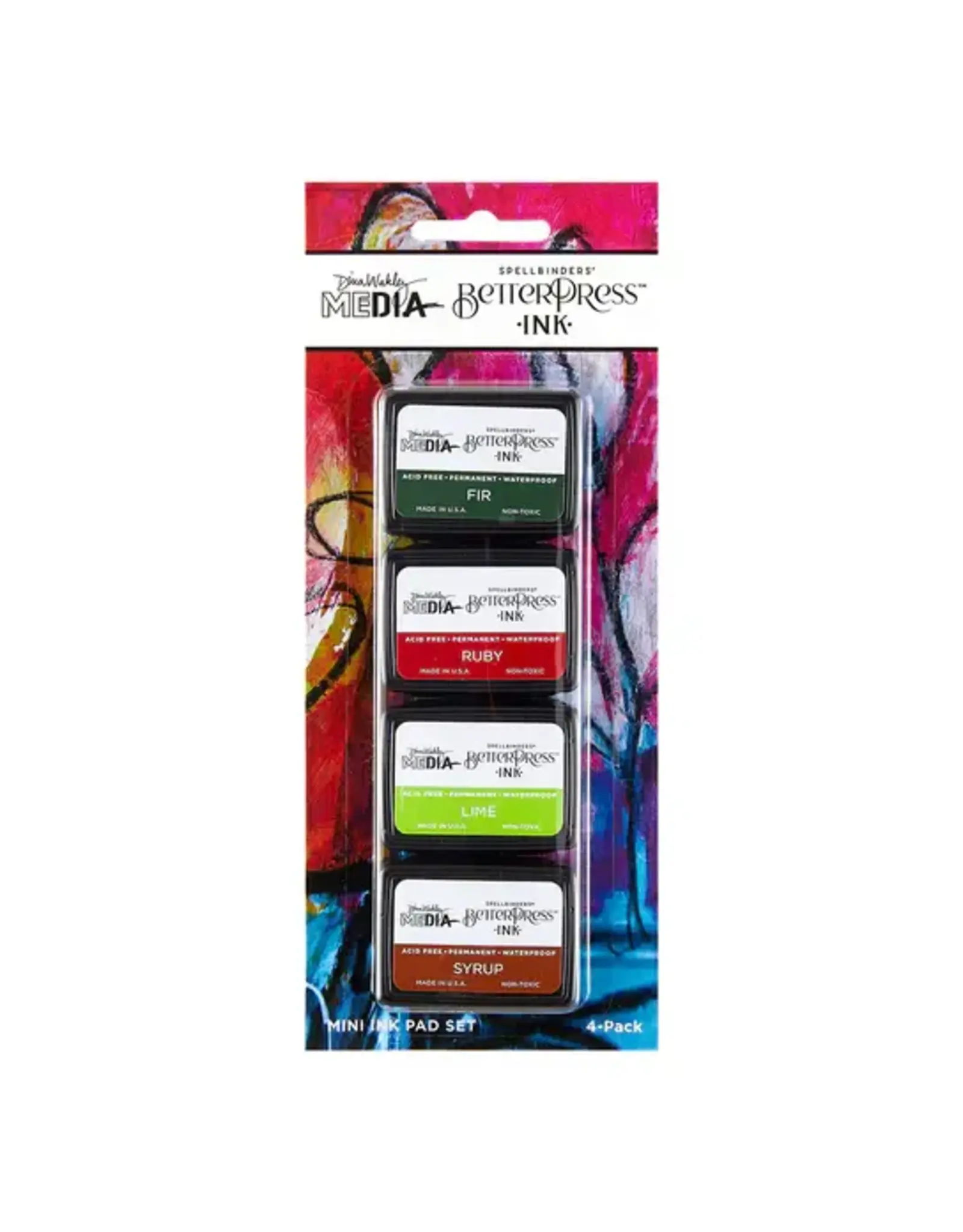 SPELLBINDERS SPELLBINDERS BETTERPRESS DINA WAKLEY FESTIVE INK MINI SET 4/PK