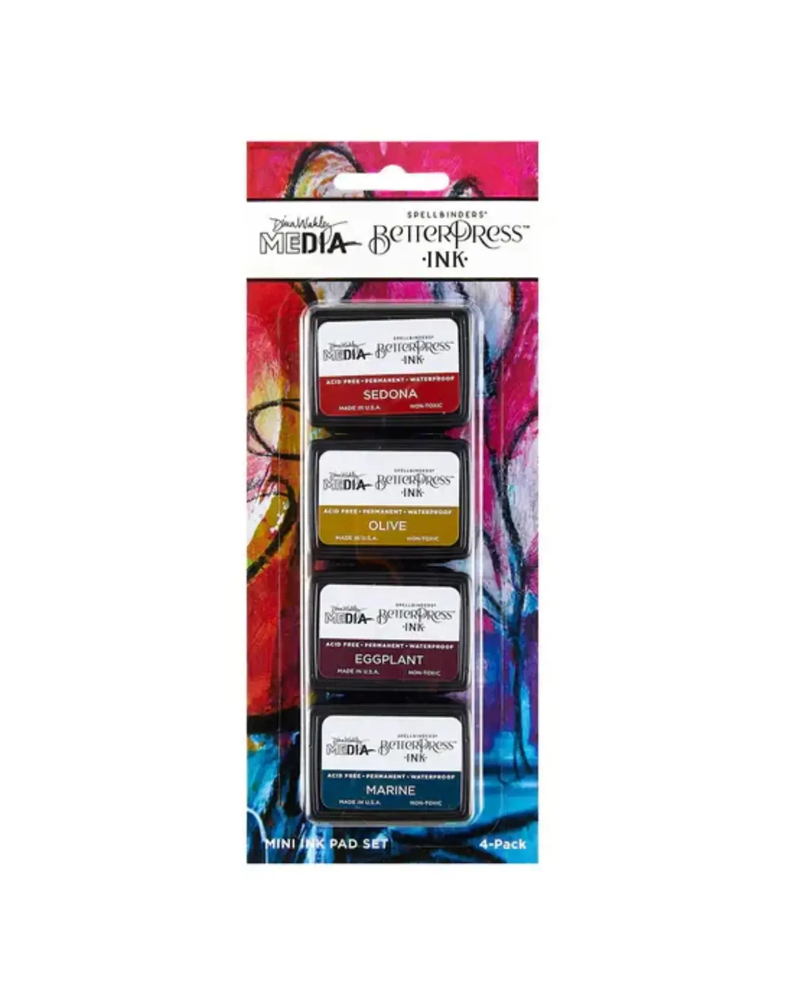 SPELLBINDERS SPELLBINDERS BETTERPRESS DINA WAKLEY EARTHY INK MINI SET 4/PK