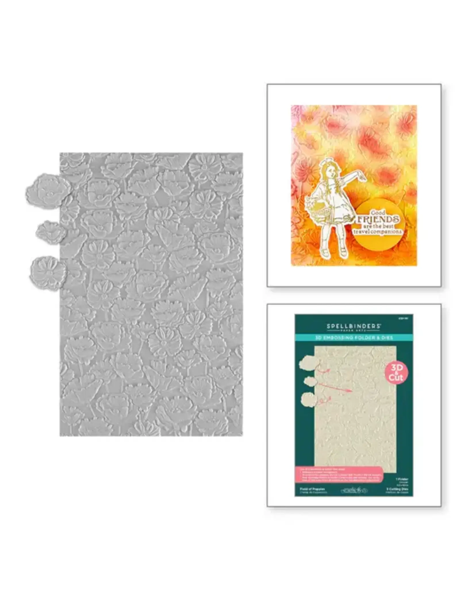 SPELLBINDERS SPELLBINDERS GRAPHIC 45 WONDER OF OZ COLLECTION FIELD OF POPPIES 3D EMBOSSING FOLDER AND DIE SET