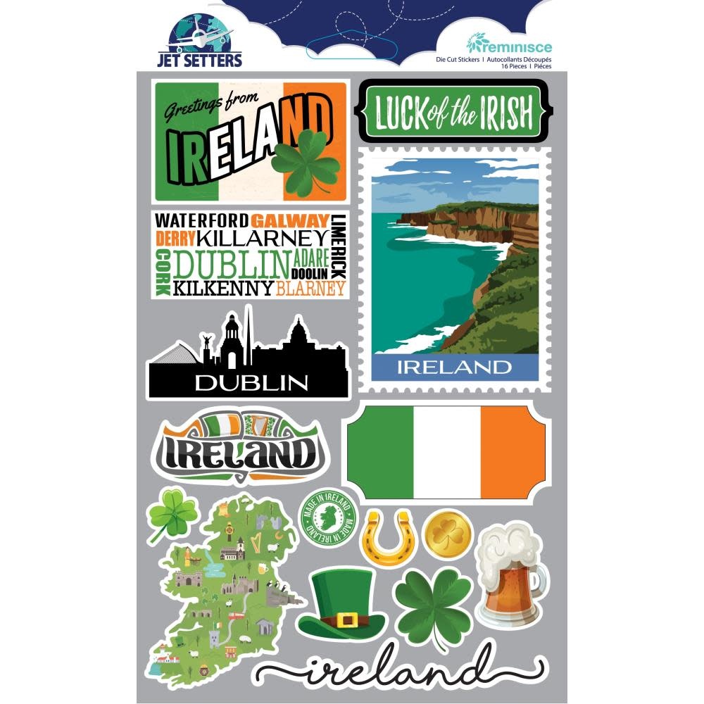 DESIGNS BY REMINISCE REMINISCE JET SETTERS IRELAND 3.0 3D STICKERS