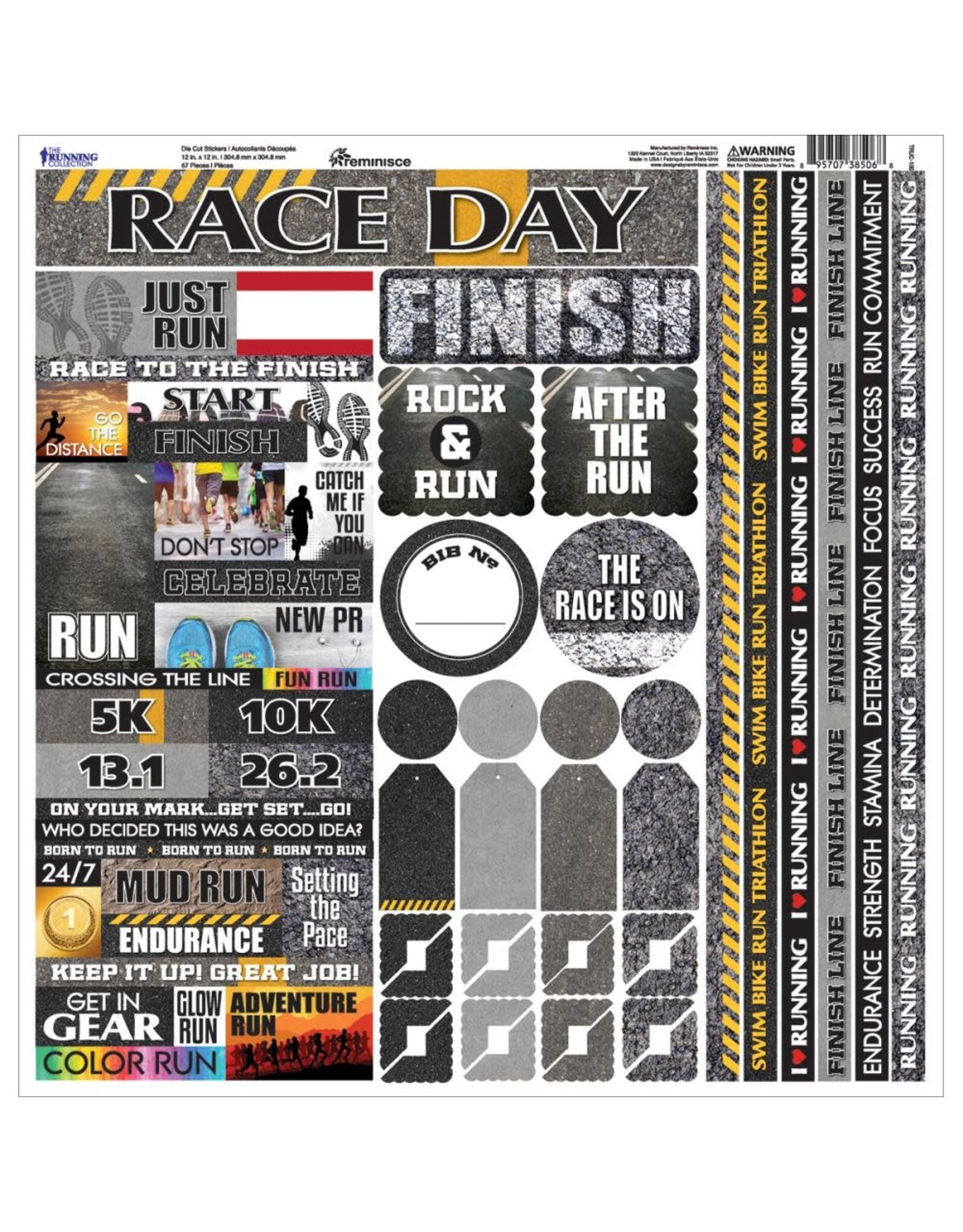 REMINISCE REMINISCE RUNNING 12x12 CARDSTOCK STICKERS