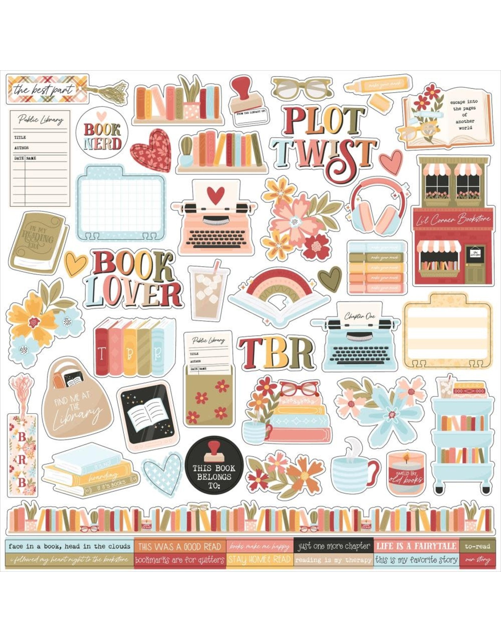 ECHO PARK PAPER ECHO PARK BOOKISH ELEMENTS 12x12 CARDSTOCK STICKERS