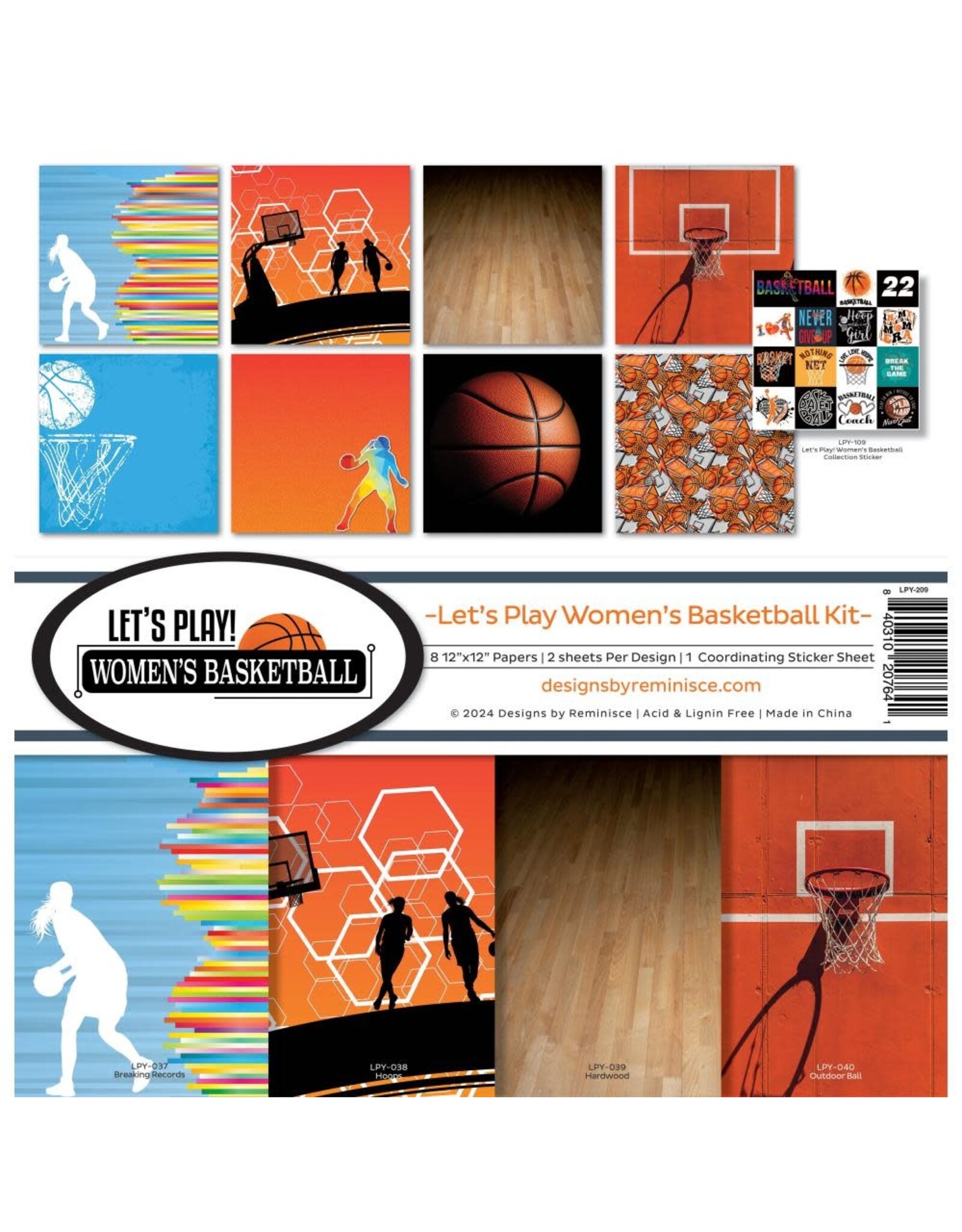 REMINISCE REMINISCE LET'S PLAY WOMEN'S BASKETBALL 12x12 COLLECTION KIT