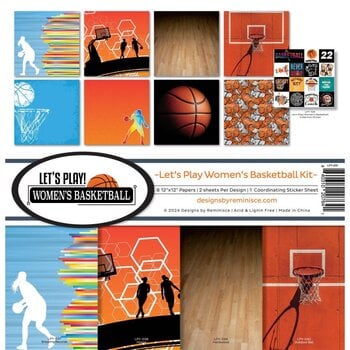 DESIGNS BY REMINISCE REMINISCE LET'S PLAY WOMEN'S BASKETBALL 12x12 COLLECTION KIT