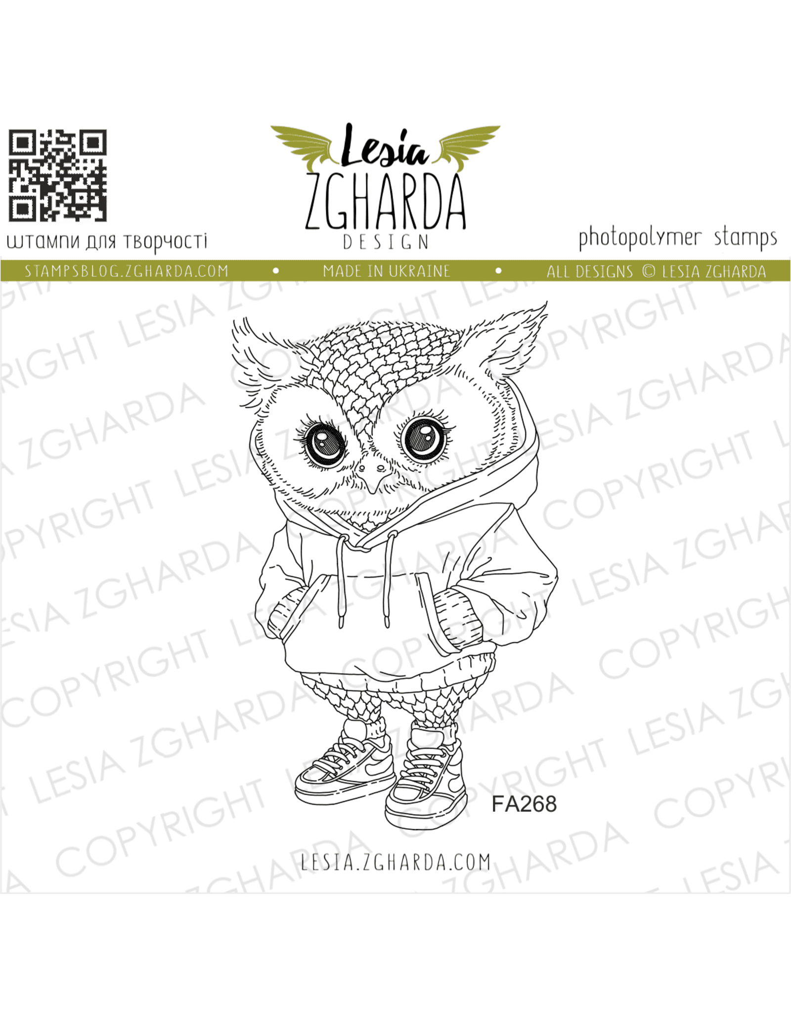LESIA ZGHARDA DESIGN LESIA ZGHARDA DESIGN COOL OWL IN A HOODIE CLEAR STAMP