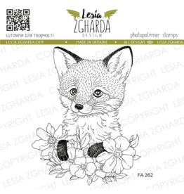 LESIA ZGHARDA DESIGN LESIA ZGHARDA DESIGN FOX CUB WITH FLOWERS CLEAR STAMP
