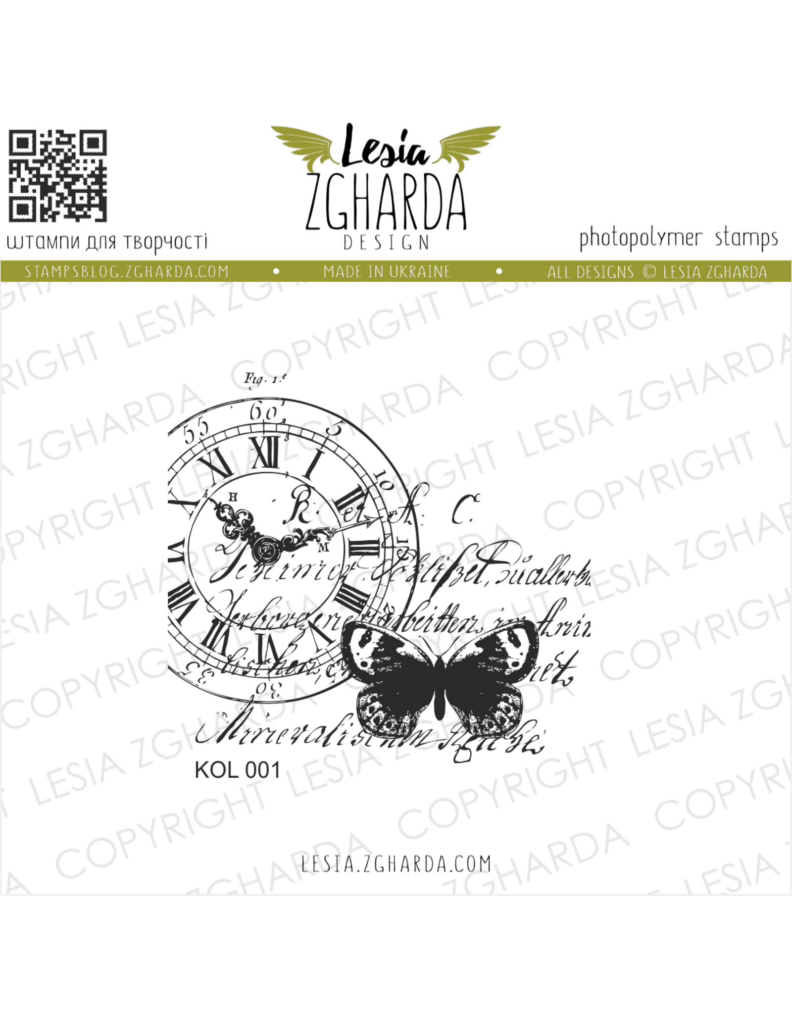 LESIA ZGHARDA DESIGN LESIA ZGHARDA DESIGN BUTTERFLY COLLAGE WITH CLOCK CLEAR STAMP