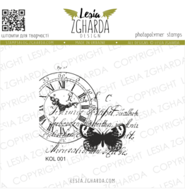 LESIA ZGHARDA DESIGN LESIA ZGHARDA DESIGN BUTTERFLY COLLAGE WITH CLOCK CLEAR STAMP