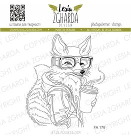 LESIA ZGHARDA DESIGN LESIA ZGHARDA DESIGN FOX WITH COFFEE CLEAR STAMP