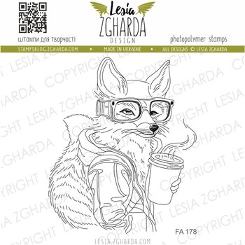 LESIA ZGHARDA DESIGN LESIA ZGHARDA DESIGN FOX WITH COFFEE CLEAR STAMP