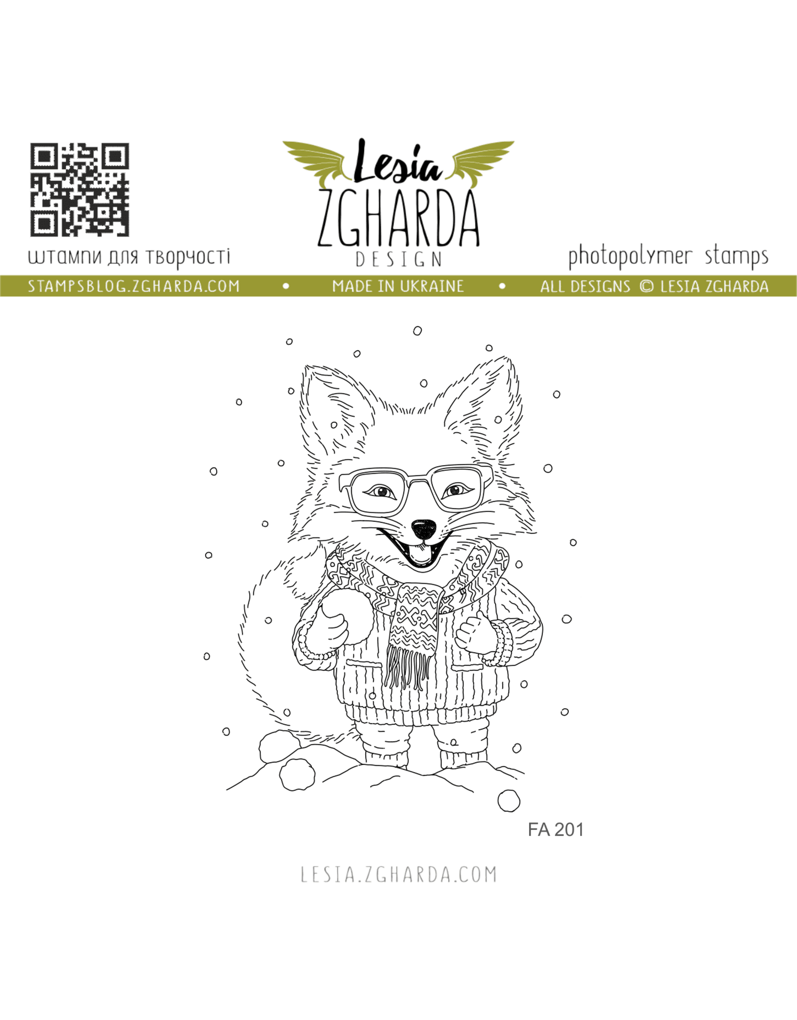 LESIA ZGHARDA DESIGN LESIA ZGHARDA DESIGN BABY FOX WITH SNOWBALLS CLEAR STAMP