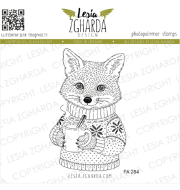 LESIA ZGHARDA DESIGN LESIA ZGHARDA DESIGN COZY FOX CUB WITH A CUP CLEAR STAMP