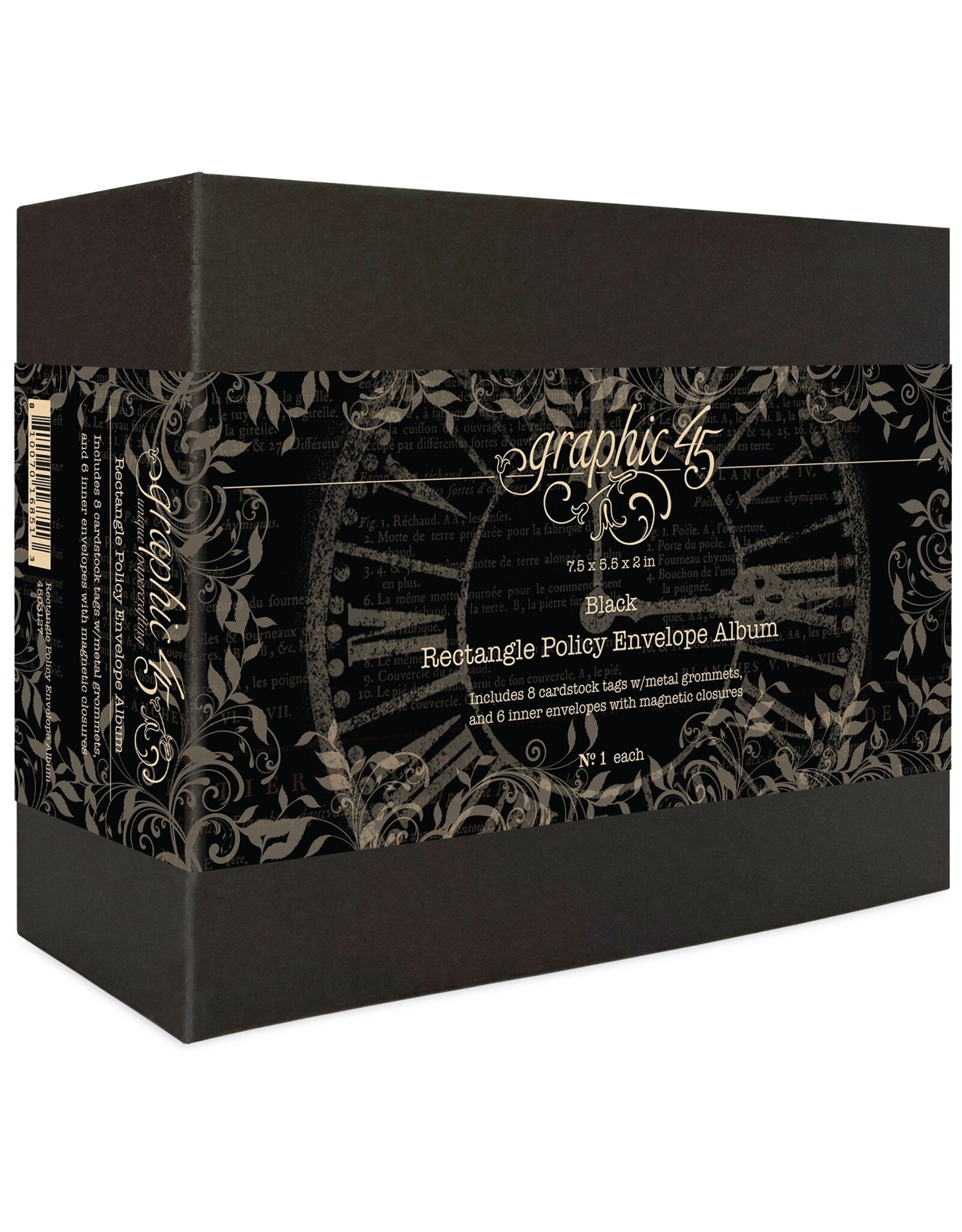 GRAPHIC 45 GRAPHIC 45 BLACK RECTANGLE POLICY ENVELOPE ALBUM