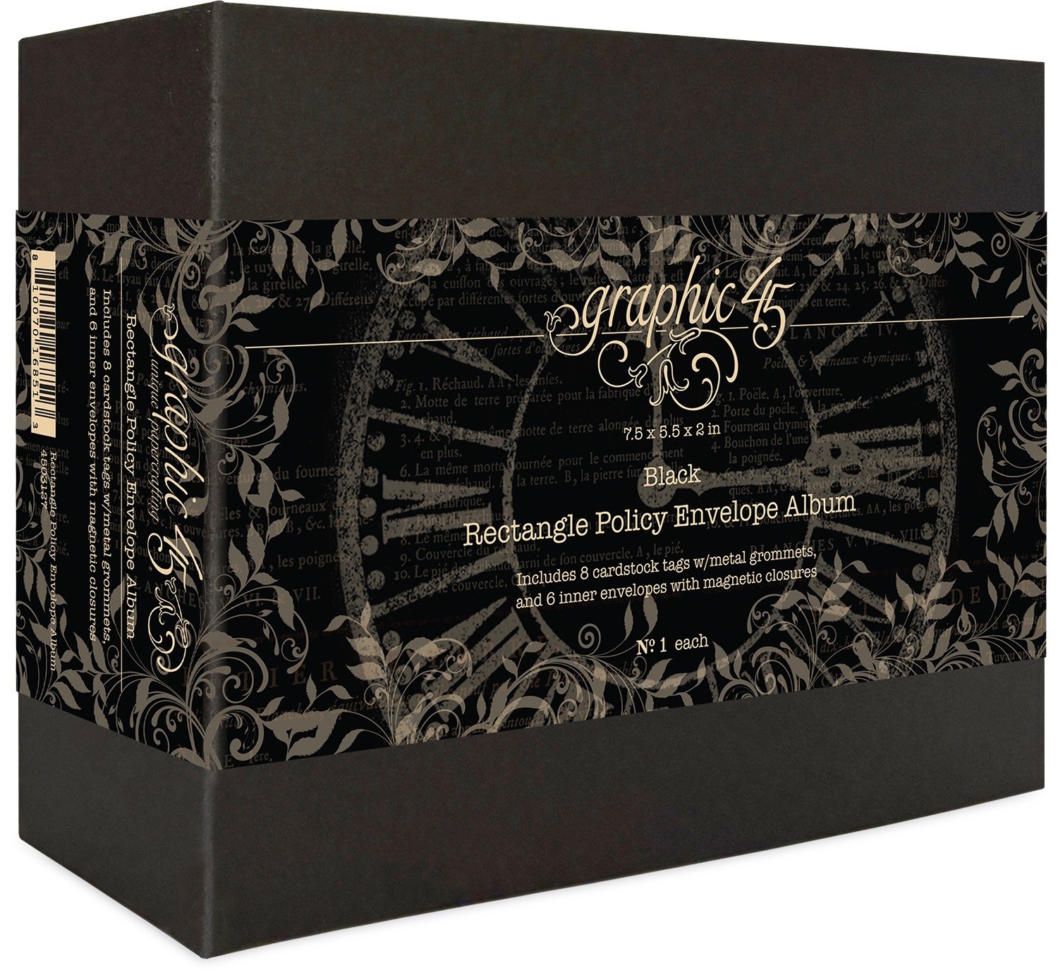 GRAPHIC 45 GRAPHIC 45 BLACK RECTANGLE POLICY ENVELOPE ALBUM