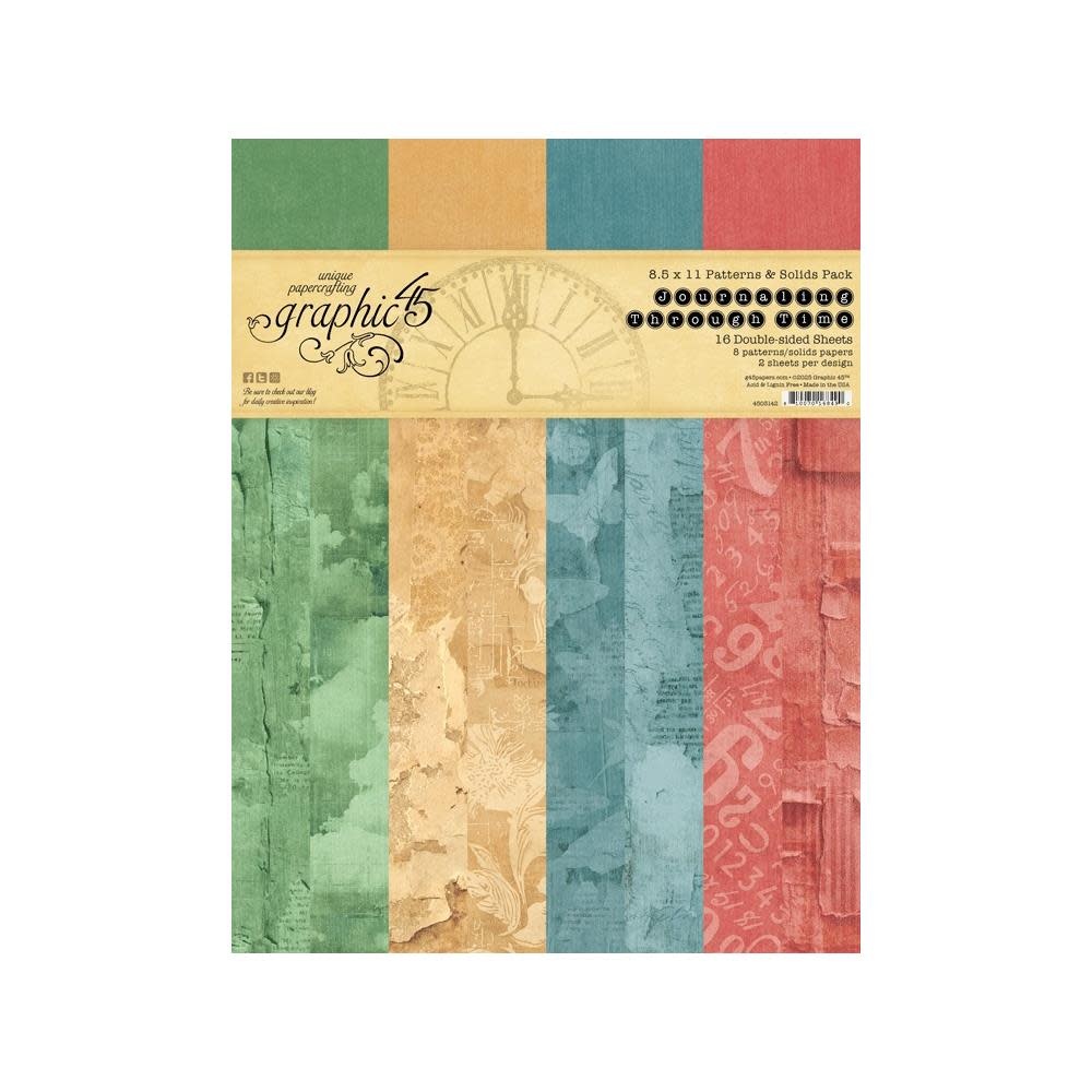 GRAPHIC 45 GRAPHIC 45 JOURNALING THROUGH TIME PATTERNS & SOLIDS 8.5x11 COLLECTION PACK
