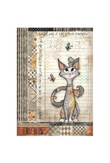 STAMPERIA STAMPERIA FURRY FRIENDS CAT AND BUTTERFLY A4 RICE PAPER STAMPERIA STAMPERIA FURRY FRIENDS CAT AND BUTTERFLY A4 RICE PAPER