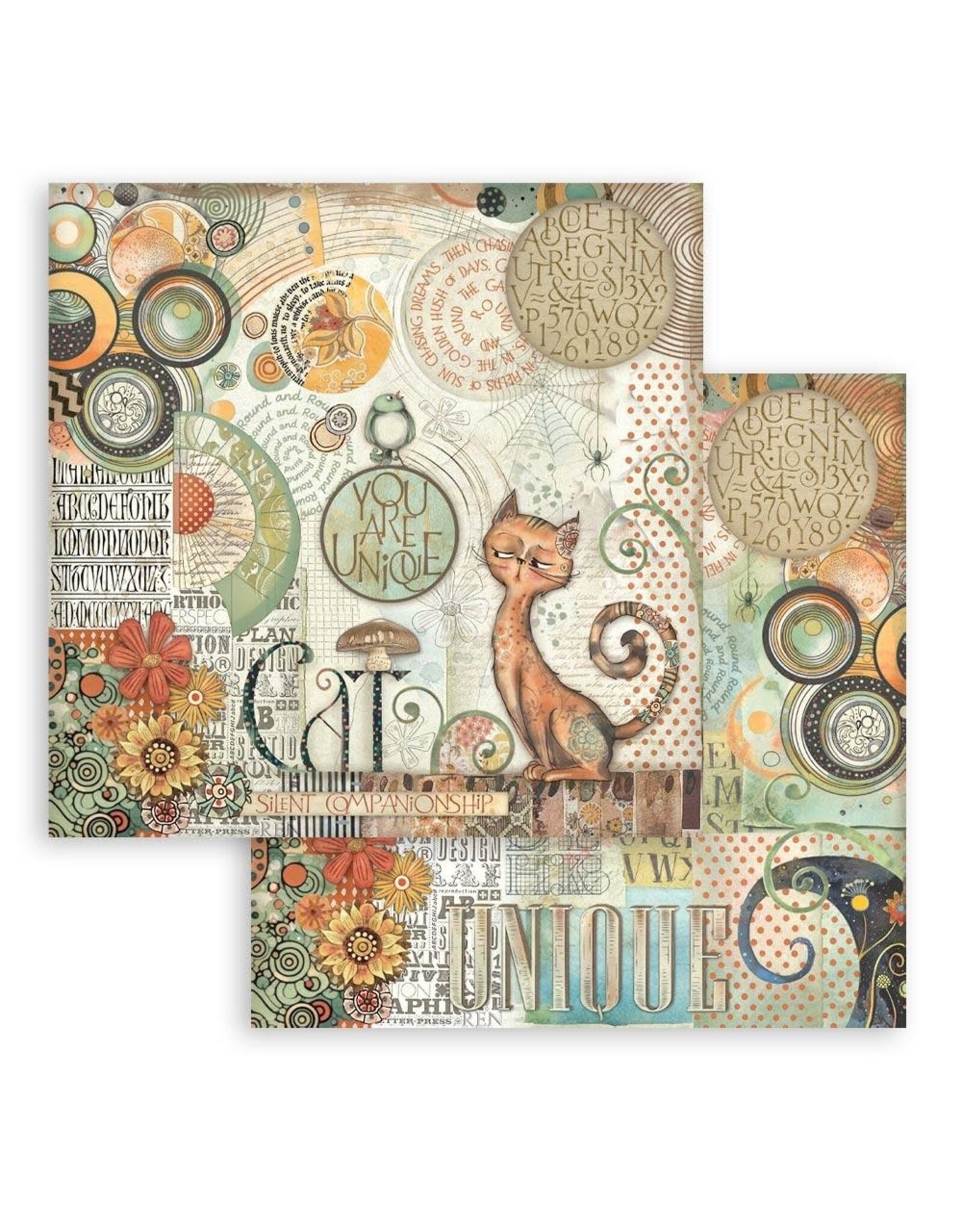 STAMPERIA STAMPERIA FURRY FRIENDS YOU ARE A UNIQUE CAT 12x12 CARDSTOCK