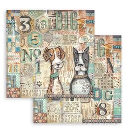 STAMPERIA STAMPERIA FURRY FRIENDS DOGS AND NUMBERS 12x12 CARDSTOCK