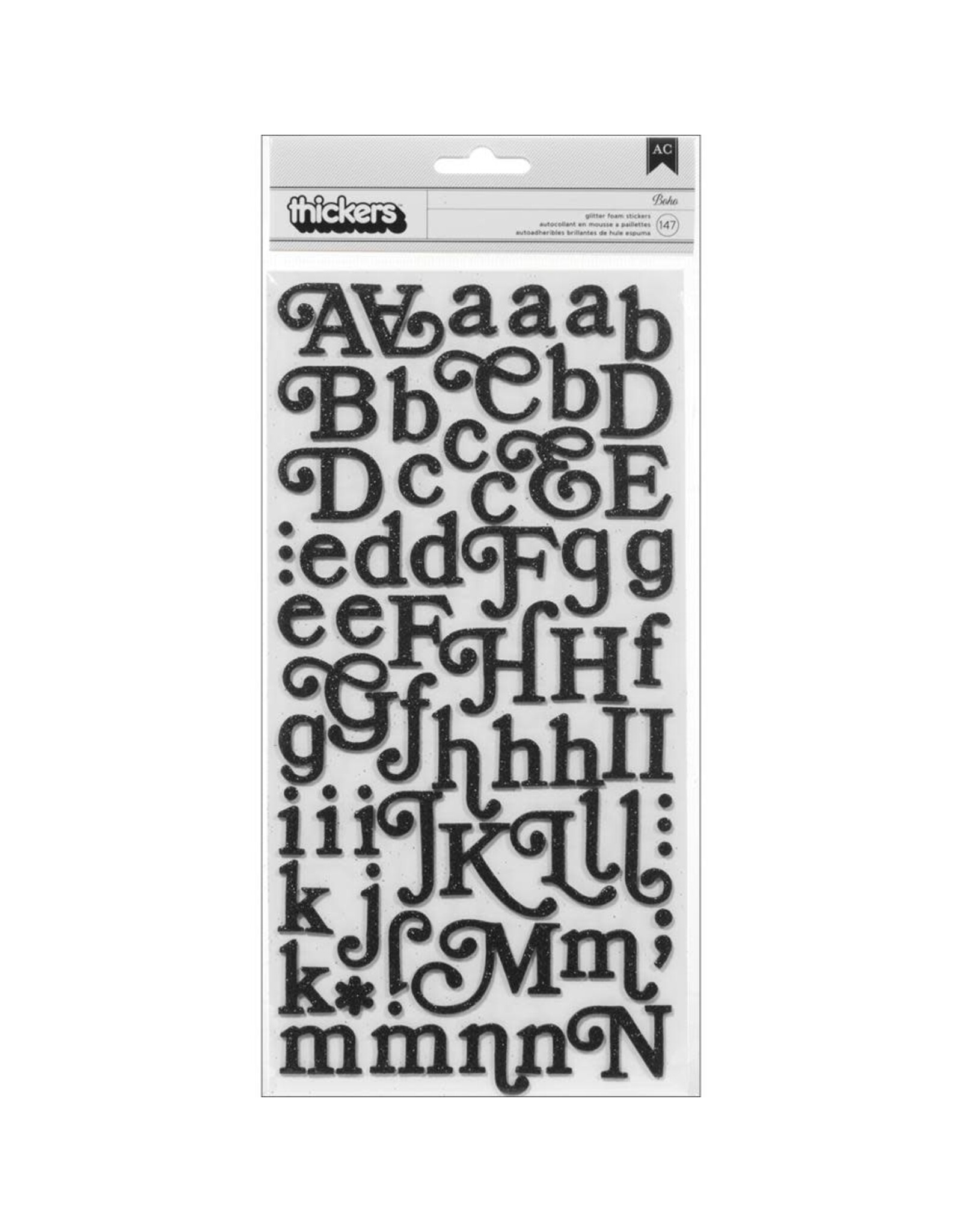 AMERICAN CRAFTS AMERICAN CRAFTS SOHO GARDEN BOHO/BLACK GLITTER FOAM ALPHABET THICKERS