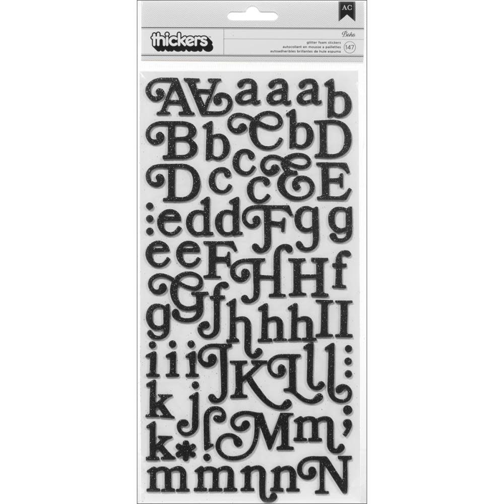 AMERICAN CRAFTS AMERICAN CRAFTS SOHO GARDEN BOHO/BLACK GLITTER FOAM ALPHABET THICKERS