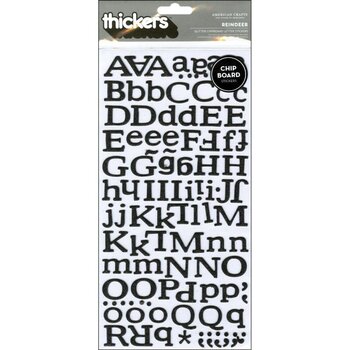 AMERICAN CRAFTS AMERICAN CRAFTS REINDEER BLACK GLITTER CHIPBOARD ALPHABET THICKERS