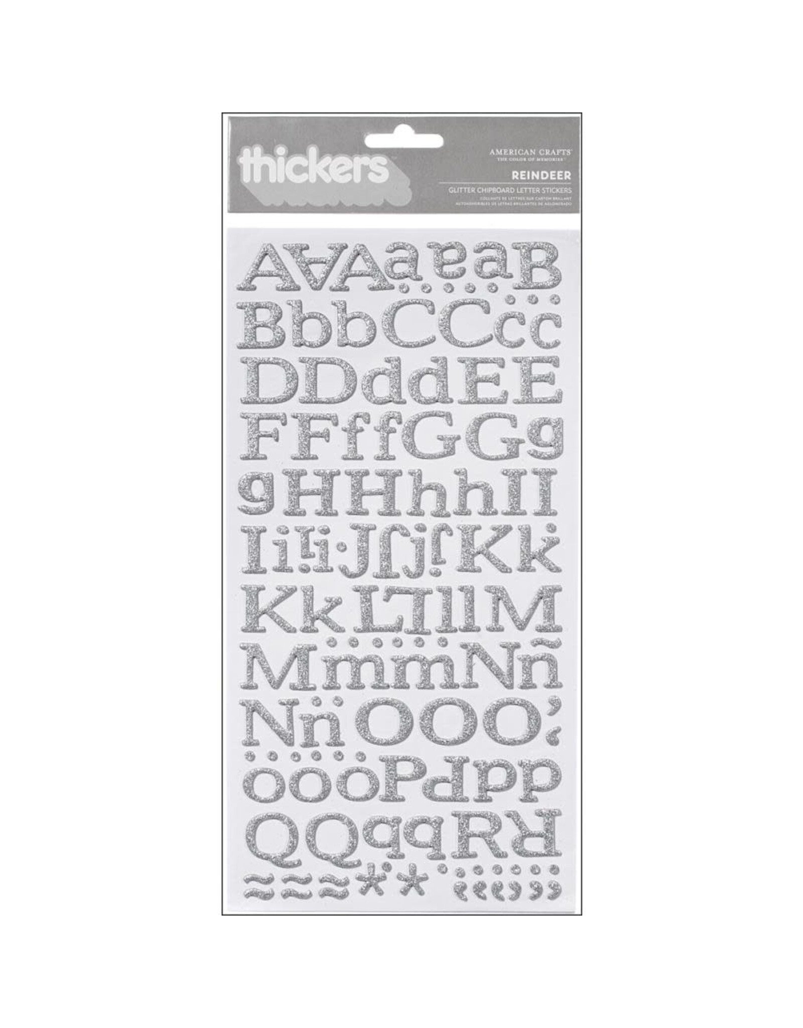 AMERICAN CRAFTS AMERICAN CRAFTS REINDEER SILVER GLITTER CHIPBOARD ALPHABET THICKERS