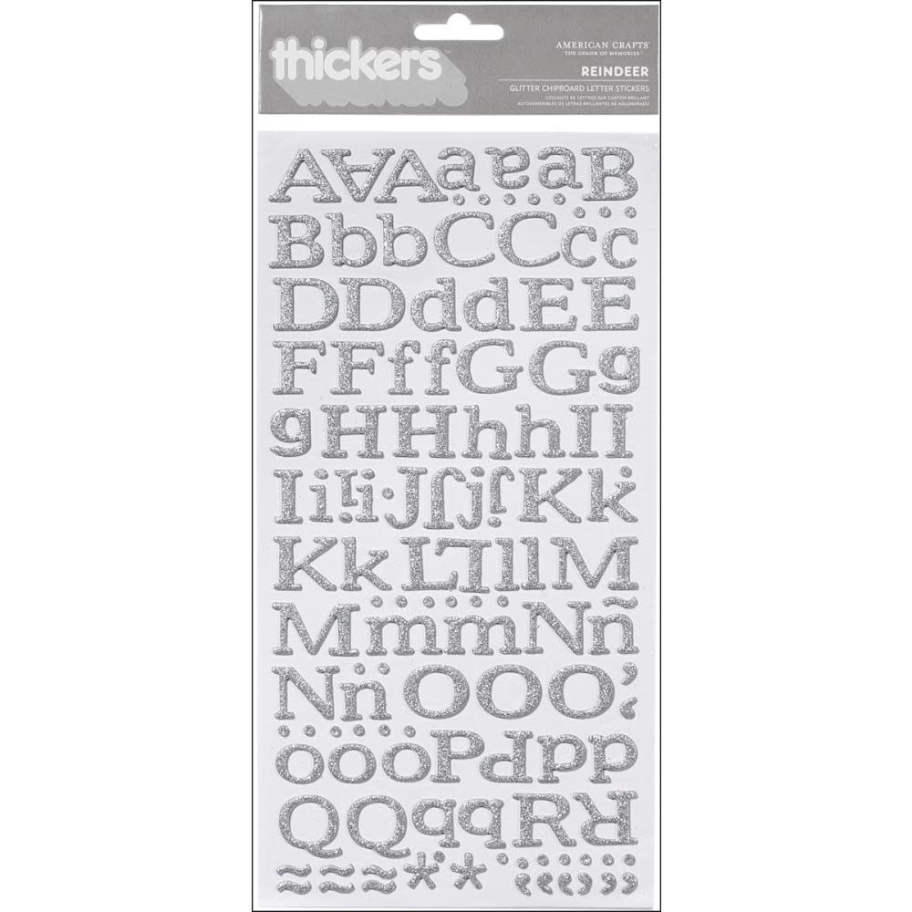 AMERICAN CRAFTS AMERICAN CRAFTS REINDEER SILVER GLITTER CHIPBOARD ALPHABET THICKERS