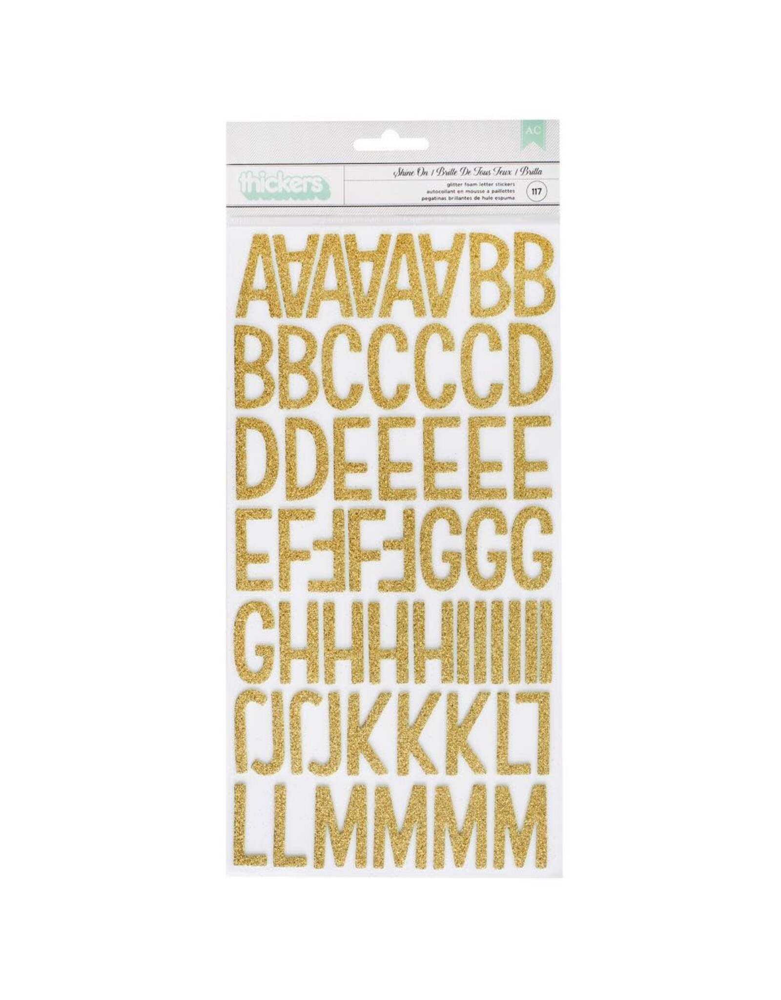 AMERICAN CRAFTS AMERICAN CRAFTS SUNSHINE & GOOD TIMES SHINE ON ALPHA/GOLD GLITTERED FOAM ALPHABET THICKERS