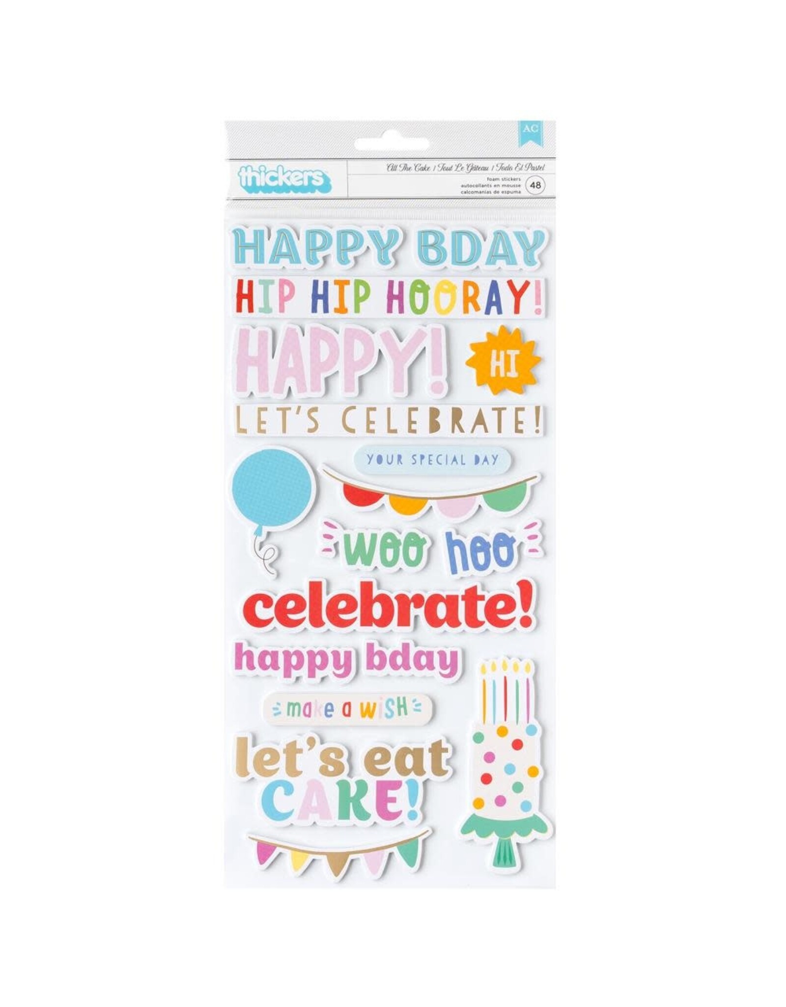 AMERICAN CRAFTS AMERICAN CRAFTS PEBBLES ALL THE CAKE PHRASES WITH GOLD FOIL THICKERS