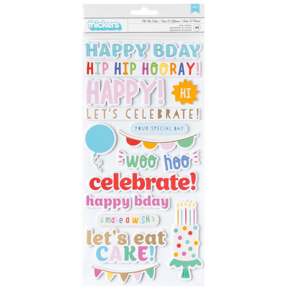 AMERICAN CRAFTS AMERICAN CRAFTS PEBBLES ALL THE CAKE PHRASES WITH GOLD FOIL THICKERS