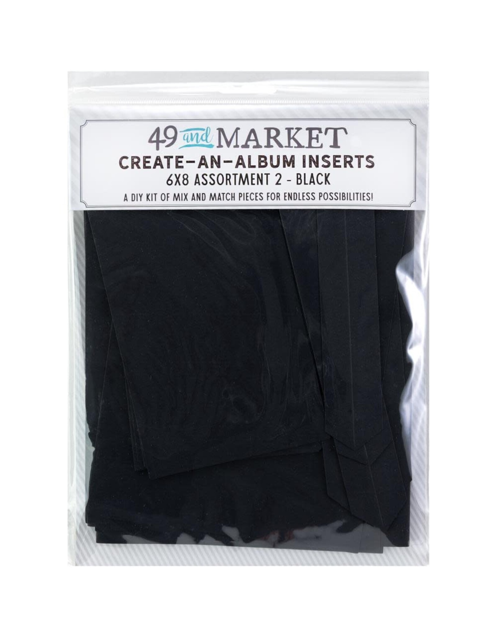 49 AND MARKET 49 AND MARKET CREATE-AN-ALBUM ASSORT 2 BLACK FOUNDATION INSERTS 6x8