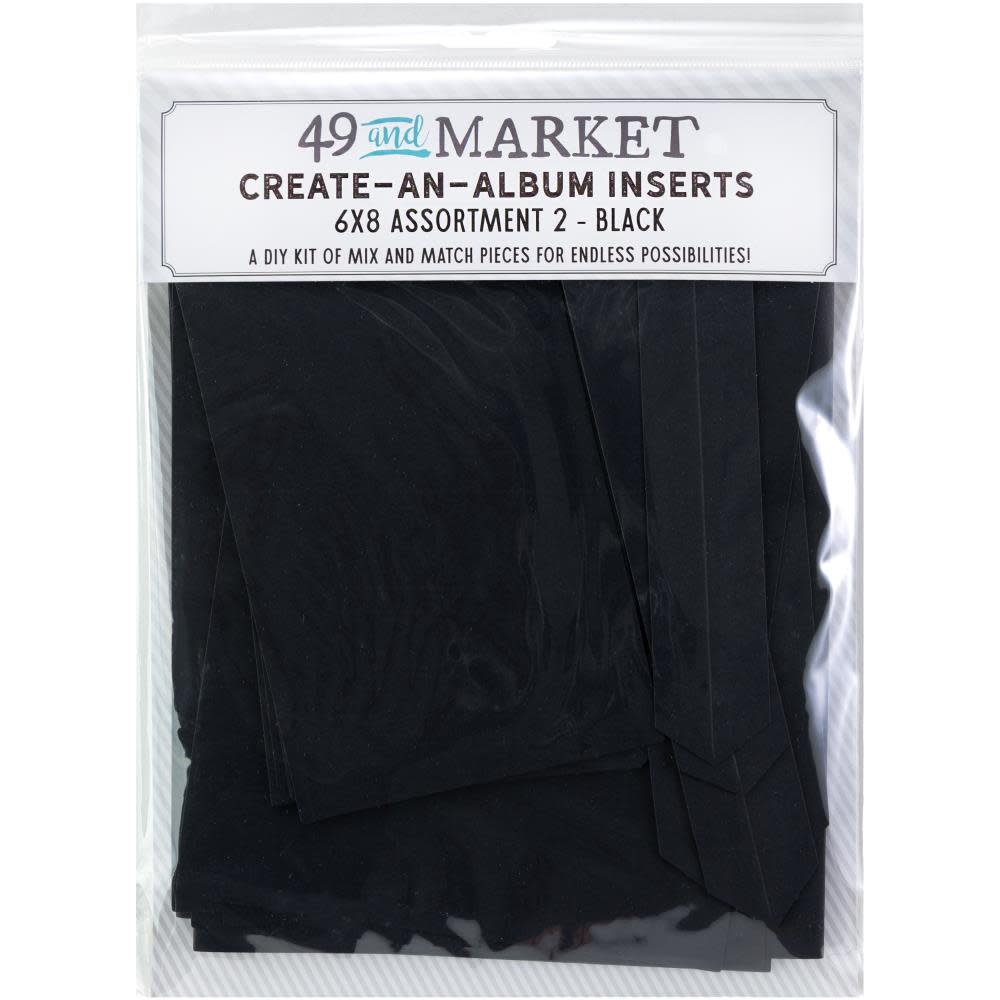49 AND MARKET 49 AND MARKET CREATE-AN-ALBUM ASSORT 2 BLACK FOUNDATION INSERTS 6x8