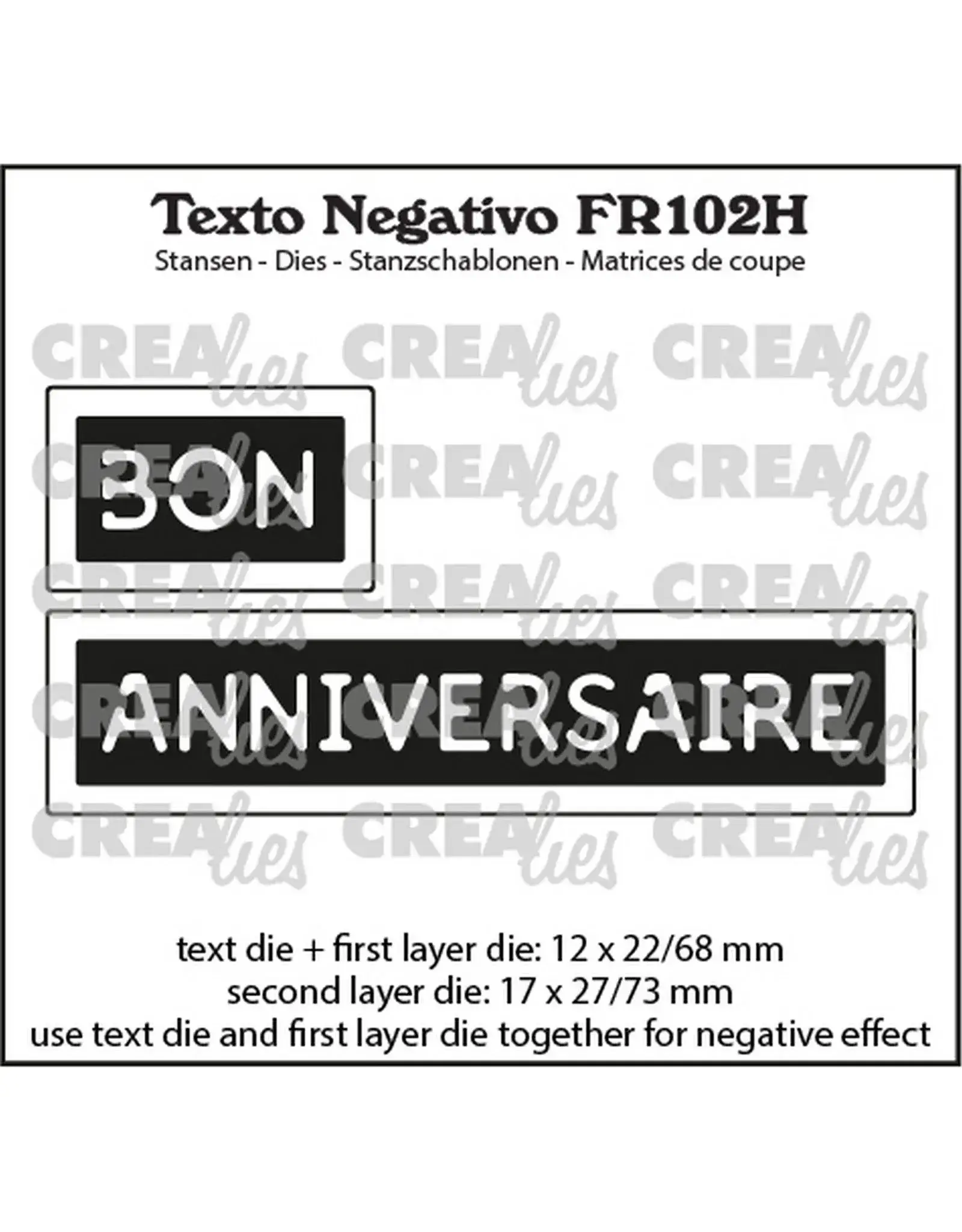 CRAFTLINES CRAFTLINES CREALIES NEGATIVE TEXT BON ANNIVERSAIRE DIE
