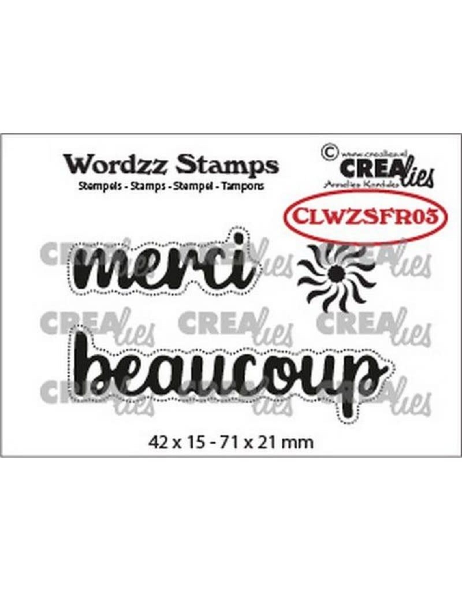 CREALIES CRAFTLINES CREALIES WORDZZ MERCI BEAUCOUP CLEAR STAMP SET