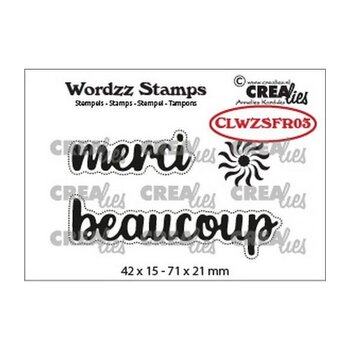 CREALIES CRAFTLINES CREALIES WORDZZ MERCI BEAUCOUP CLEAR STAMP SET