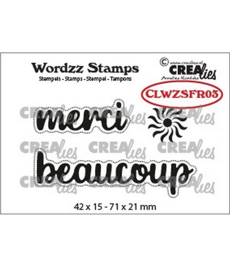 CREALIES CRAFTLINES CREALIES WORDZZ MERCI BEAUCOUP CLEAR STAMP SET