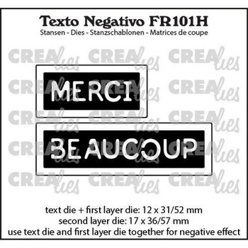 CREALIES CRAFTLINES CREALIES NEGATIVE TEXT MERCI BEAUCOUP DIE SET