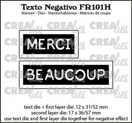 CREALIES CRAFTLINES CREALIES NEGATIVE TEXT MERCI BEAUCOUP DIE SET
