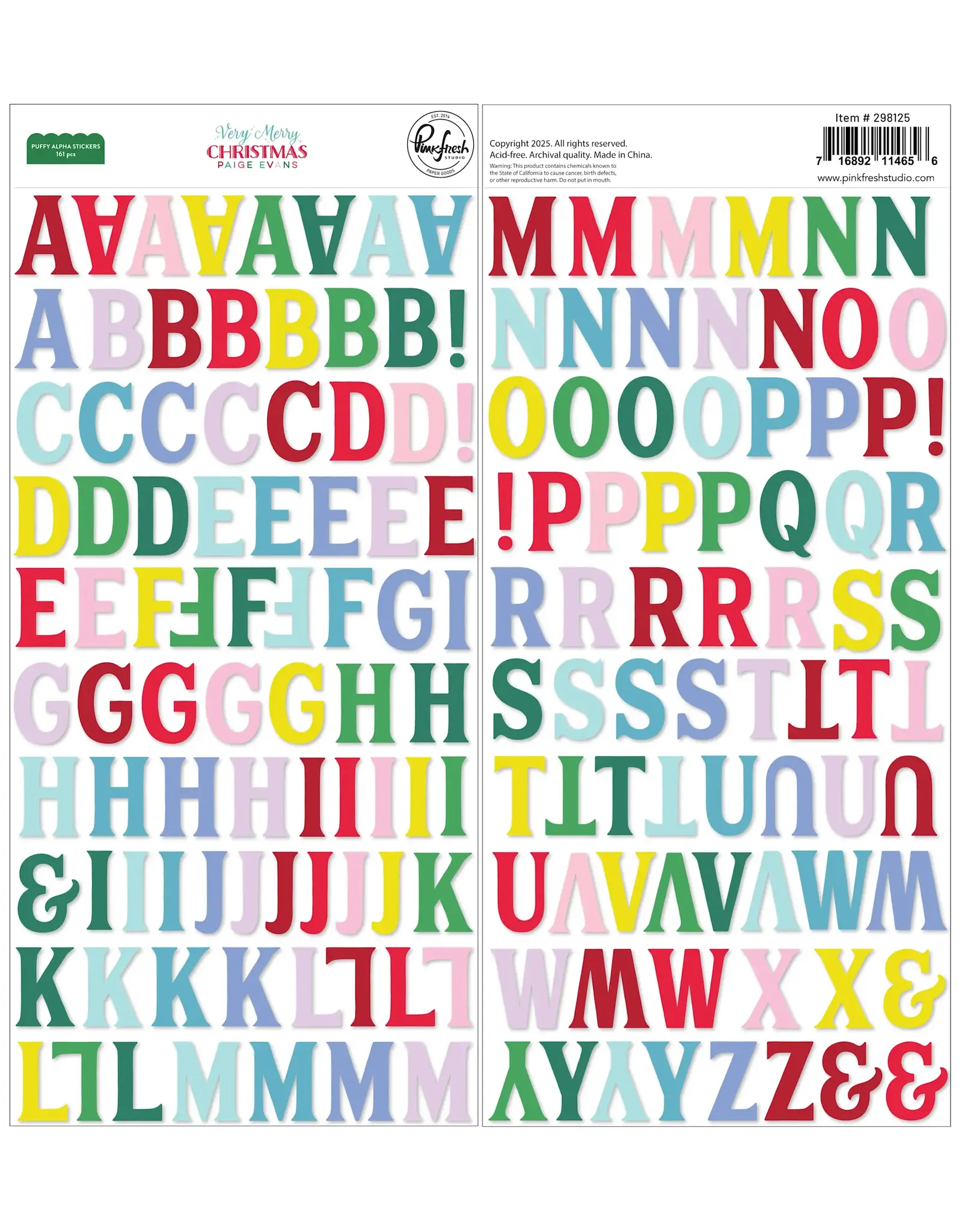 PINKFRESH PINKFRESH STUDIO VERY MERRY CHRISTMAS PUFFY ALPHABET STICKERS